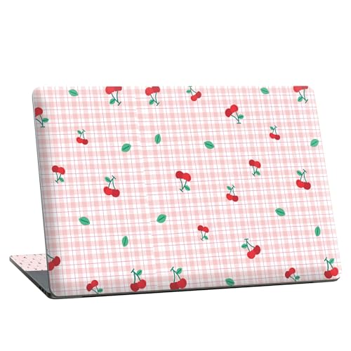 Universal Laptop Skin Sticker with 2 Wrist Pad Skins, Waterproof Scratch Resistant Vinyl Laptop Cover Decal, Cut to Fit for 11–15.6 Inch MacBook HP Dell Lenovo, Cherry Checks - color: Cherry Checks