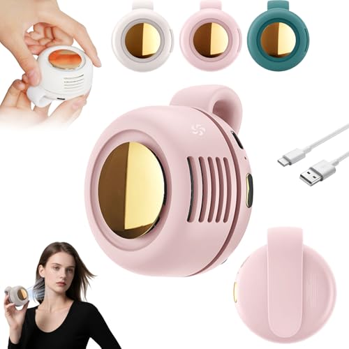Portable Clip on Fan, 2026 New Silent Mini Bladeless Electric Fan, Mini Fans With Clip, 3-Speed Suspended Waist Fans for Outdoor & Travel & Office (Pink) - color: Pink