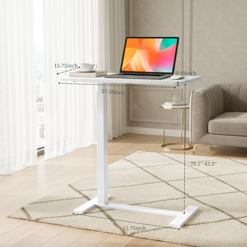 Mobile Standing Desk, Height Adjustable Laptop Desk with Hidden Casters | Stable Steel Frame, Smooth Lift Mechanism, Lockable Casters, Easy Assembly, Ideal for Home, Office & Dorm, White - color: White, style: Height Adjustable