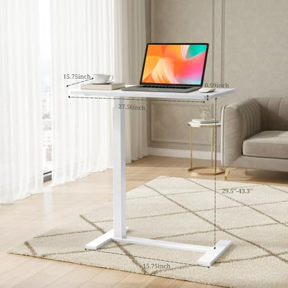 Mobile Standing Desk, Height Adjustable Laptop Desk with Hidden Casters | Stable Steel Frame, Smooth Lift Mechanism, Lockable Casters, Easy Assembly, Ideal for Home, Office & Dorm, White - color: White, style: Height Adjustable