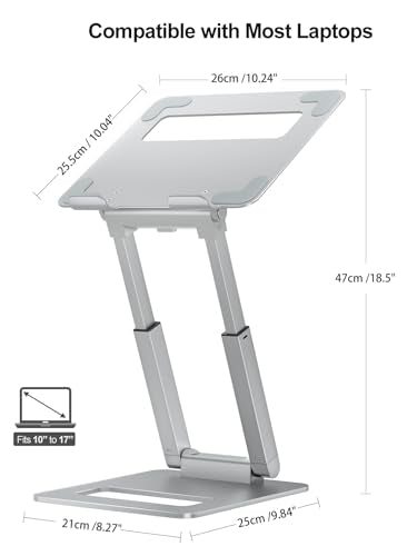 tounee Laptop Stand for Desk Adjustable Height, Telescopic Computer Stand with Pull Out Design Ergonomic Laptop Riser Fits All Laptops 10-17"-Silver - color: Silver