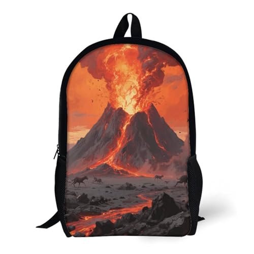 Volcano Wonder 17 Inch Laptop Backpack for Men Women Travel Daypack with Pockets Work Bag for Office