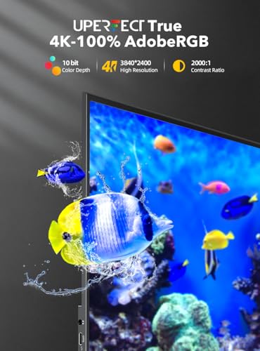 UPERFECT True 4K Portable Monitor QLED, 15.6” 600 Nits Laptop Monitor, 100% AdobeRGB, UHD 3840x2400 USB-C & MINI HDMI w/Smart Case, HDR FreeSync Eye Care, Travel Screen for Computer, PC, Game Consoles - size: 15.6"