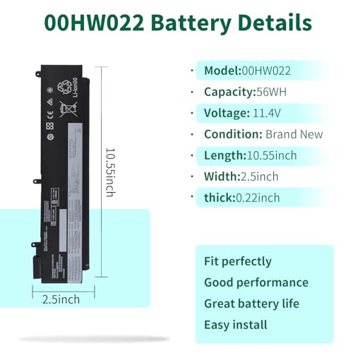 24Wh 00HW022 SB10F46460 Battery for Lenovo ThinkPad T460s T470s Series | 00HW023 SB10F46461 00HW036 SB10F46474 00HW037 SB10F46475 11.25V 2090mAh