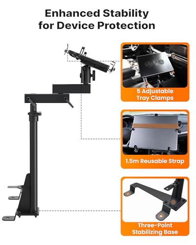 Vehicle Laptop Mount Fit for Chevy Express & GMC Savana, No-Drill | Mobile Workstation for Service Professionals & Fleets, Dual Cooling Fans, Seat Bolt Install, Adjustable Laptop Stand for Van - size: Fit for Chevy Express, G-series, GMC Savana