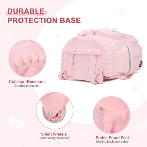 Scothen Rolling Backpack for Girls, Girls Backpack Set with Lunch Box & Pencil Pouch for Teen Girl Kids Children Elementary Middle School, Bookbag Daypack Laptop Travel Backpack with Wheels (Pink) - color: Pink