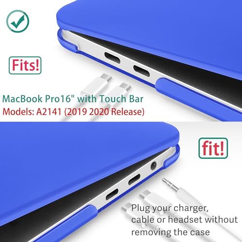 May Chen for MacBook Pro 16 Inch 2019 Release Model:A2141,Smooth Matte Hard Shell Case Cover Screen Protector & Keyboard Cover for MacBook Pro 16 Retina with Touch ID & Touch Bar - Dark Blue - color: Dark blue