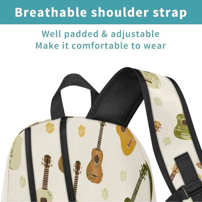 Guitar Flowers Large Backpack for Women and Men Waterproof Travel Laptop Backpack Lightweight Business Work Daypack Fits 17 Inch Computer - color: Multicolor 3