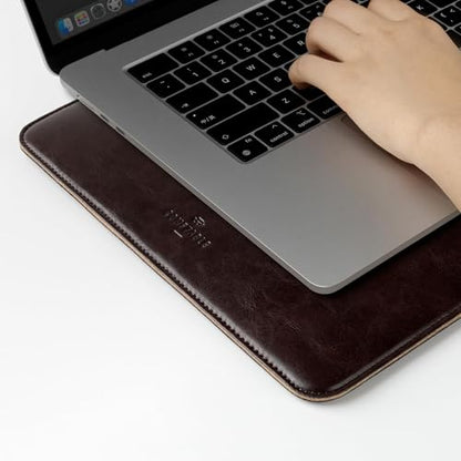 Comfyable Laptop Sleeve 14 Inch Precisely Compatible with MacBook Pro M5 M4 M3 M2 Pro/Max 2026-2021, Faux Leather Cover Case, 14 in, Dark Brown - color: Dark Brown, size: For 14" MacBook Pro