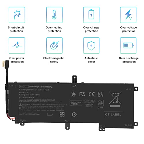 VS03XL VSO3XL Battery for HP Envy 15T-AS000 15T-AS100 CTO 15-AS 15-AS133CL X6V56UA 15-AS020NR 15-AS152NR 15-AS004LA 15-AS014WM HSTNN-UB6Y 849047-541 849313-850 3ICP7/61/80 849313-856 TPN-I125 - size: 8.98*3.31*0.28inch