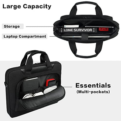 DOMISO 15-15.6 Inch Laptop Bag Business Briefcase Laptop Case Compatible with Lenovo 15.6" Ideapad 330/16" MacBook Pro/HP EliteBook 850 G3/Envy x360 15/Latitude 3580/Acer Chromebook/Asus,Black - color: Black, size: 15 - 15.6 Inch