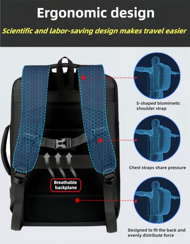 Business & Travel Laptop Backpack, Expandable Travel Backpack,With USB Charging Port, Chest strap，Water Resistant, Men Women (01#Black) - color: 01#black