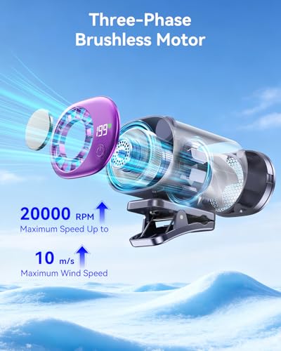 Clip-On Portable Fan with Ice Cooling, 20000 RPM Rechargeable Handheld Turbo Fan, 360° Rotating Detachable Clip, Mini Stroller Fan for Baby, Compact Travel Essentials, Summer Gifts for Women,Grey - color: Grey