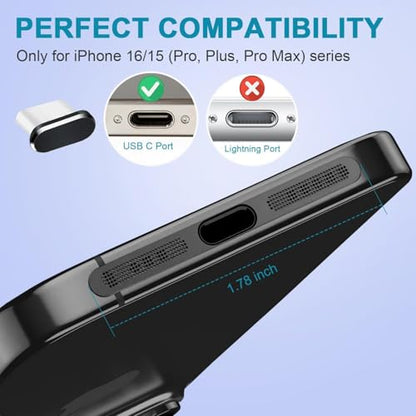 1 Set USB C Dust Plug Set, Charging Port Cover & Speaker Mesh Kit, Universal Type C Anti Dust Cap, for Phone Tablet Laptop, Black