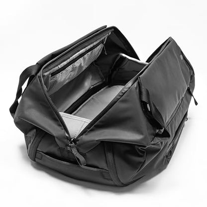 Peak Design Travel Duffelpack 45-65L, Black, Weatherproof Duffel Backpack, Expandable Design, Extra-Long Zip Path, Stowable Straps, Fits Packing Cubes and Camera Cubes, Versatile Duffel Bag for Travel - color: Black