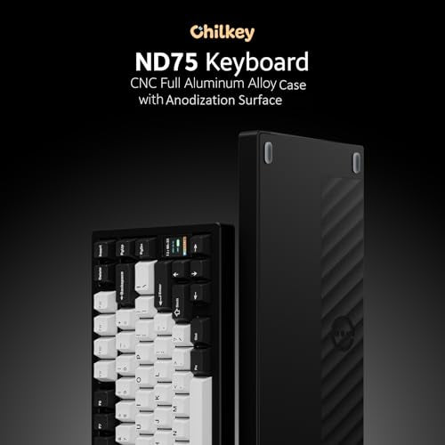 OOCTPK Chilkey ND75 Aluminum Keyboard 75% Percent Wireless Gaming Mechanical Keyboard with LCD Screen, Quick Assembly, BT/2.4G/USB-C, Hot Swappable Per-Key RGB Custom Keyboard for Laptop Office PC - color: Black, size: 1.2mm PCB Flex Cut