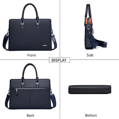 FSD.WG]Business Bag Leather Briefcase Shoulder Laptop Business Bag for Men - color: Blue(xl)