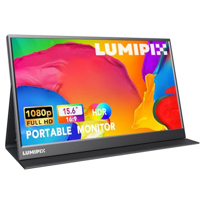 Portable Monitor 15.6 Inch 1080P FHD IPS Gaming Display Monitor with USB-C & HDMI, Ultra-Slim External Second Screen with Smart Cover & Speakers for Laptop，PC, Mac, Phone, PS5 - size: 15.6"Cover