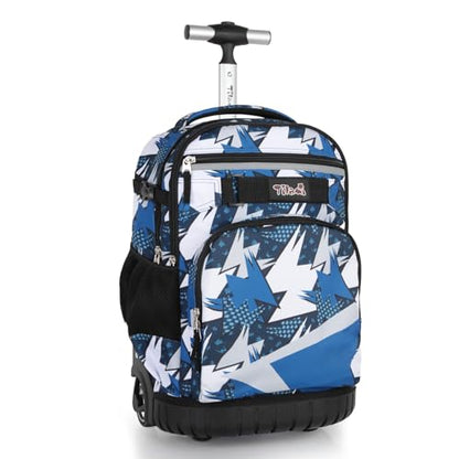 Tilami Rolling Backpack for Kids 18 Inch Wheeled Bookbag for Boys & Girls for School & Travel,Arts Blue - color: Arts Blue