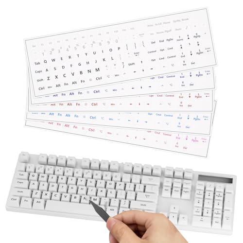 ProElife Gradient Keyboard Letter Stickers with Tweezer, Full-Key, Grey | English Transfer Printing Peel-Off Film, Leave English Letters on Keys, Keyboard Letters Replacement Stickers for Desktop - color: Grey