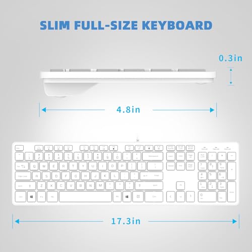 Wired USB Keyboard, Comfortable Quiet Chocolate Keys, Durable Ultra-Slim Computer Keyboard Wired(QWERTY) for PC, Windows 11/10/8/7/XP/Vista KB1430 (White, Wired Keyboard for Windows) - color: White