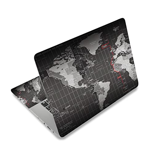 Laptop Skin Sticker,13.3 14 15 15.4 15.6 inch Laptop Skins,Universal Vinyl Decal,Dustproof Scratch Resistant Reusable Cover Protector with Free 2 Wrist Pads (World Map 2) - color: World Map 2
