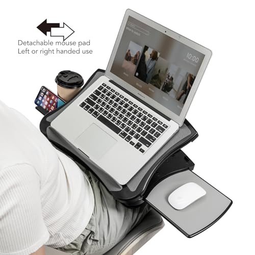 EHO Portable Lap Desk with Cushion, Detachable Mouse Pad Tray and Phone Holder, Adjustable Laptop Stand with 5 Angles, for Home, Office, Sofa, Bed