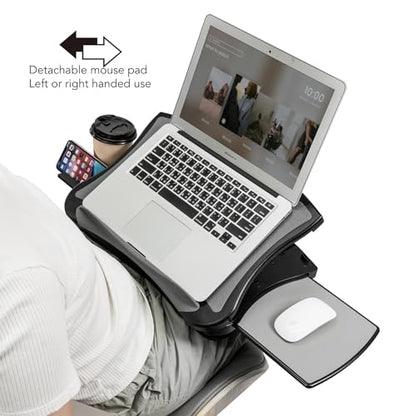 EHO Portable Lap Desk with Cushion, Detachable Mouse Pad Tray and Phone Holder, Adjustable Laptop Stand with 5 Angles, for Home, Office, Sofa, Bed