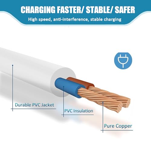 2 Pack DC 2.5mm Charger, USB A to DC 17mm x 2.5mm Charging Cable 3.28ft, Original Replacement Charging Lead Universal Charger Cord for Toys, Massagers, Beauty Equipment (Black+White)