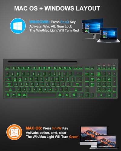 Wireless Keyboard and Mouse Combo, 7 Backlit Effects, Light Up Letters, Rechargeable, Phone Holder, 6 Button Mouse, Ergonomic Tilt Angle, 2.4GHz Silent USB Keyboard Mouse for Laptop, PC - color: Matte Black