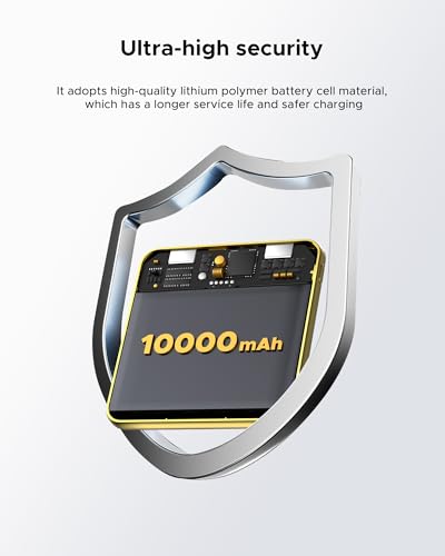 10000mAh Portable Charger, Built-in Cable Power Bank, 22.5W Fast Charging Power Supply, smart LED Display, Compact External Battery, Suitable for iPhone, Samsung, Tablet Computers