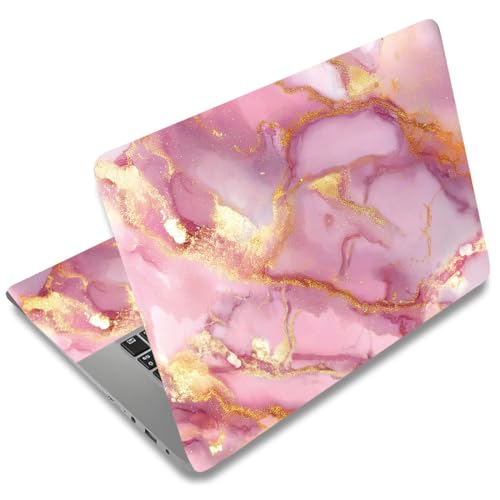 SUPERDANT Laptop Skin Sticker Pink Gold Marble Laptop Decals Personalized Universal Notebook Computer Wrap Vinyl Skin Stickers Cover Art Decal Removable 12-15.6 Inch Waterproof Scratch-Resistant Gift - style: Pink Gold Marble Pattern