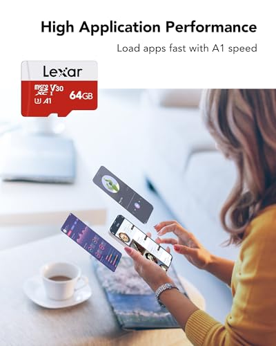 Lexar E-Series 64GB Micro SD Card 3 Pack, microSDXC UHS-I Flash Memory Card with Adapter, 100MB/s, C10, U3, A1, V30, Full HD, 4K UHD, High Speed TF Card - color: 64GB x3