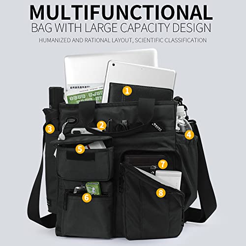 IX INOXTO Mens Messenger Bag Laptop Shoulder Bag Computer Work Office Bag Waterproof Briefcases for Travel Work - color: Black