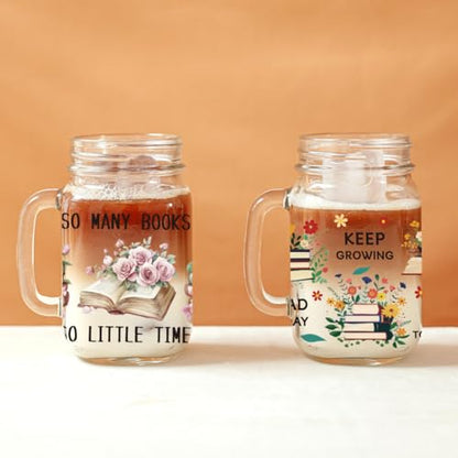 UV DTF Cup Wraps Transfer Stickers Book and Flowers Pattern, 10 Sheets Waterproof Custom Vinyl Transfer Sticker 16oz Coffee Glass Cup Tumbler Bottle Mug Decals for Men Women | Waterproof UV DTF Stickers, Custom Vinyl Decals for 16oz Coffee Cups Tumblers B