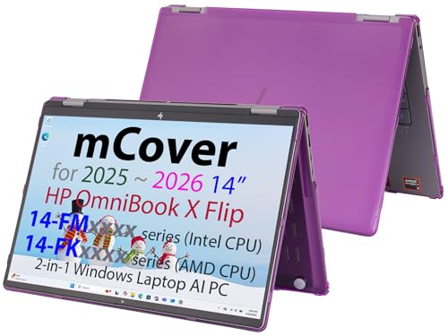 mCover Hard Case ONLY Compatible for 2025+ 14" HP OmniBook X Flip 14-FMxxxx 14-FKxxxx 2-in-1 (with 360° Hinge) Windows Laptop (NOT Fitting Any Other HP Models)- Purple - color: Purple