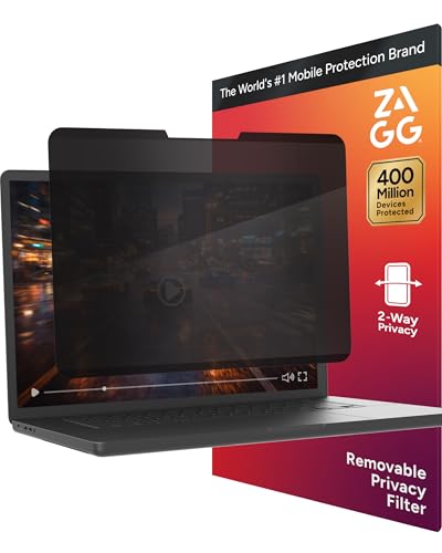 ZAGG 13.3-Inch Universal Laptop Privacy Filter (16:9) – Removable Magnetic 4-Way Screen Filter, Anti-Glare Matte Finish, Fingerprint Resistant, Reusable Design & Protective Sleeve - size: 13.3-Inch (16:9