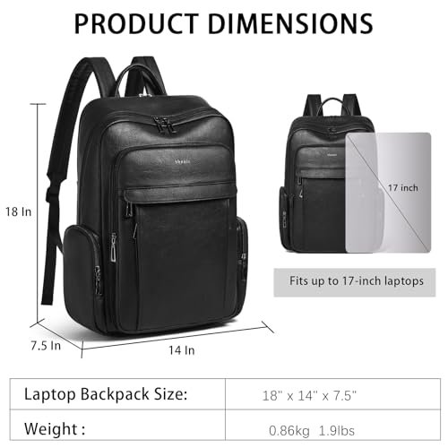 17 inch Laptop Backpack for Women, Leather Computer Backpack Purse - color: Two-tone Black