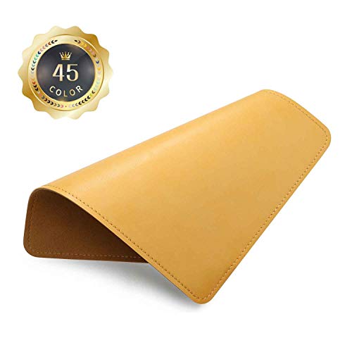PU Leather Mouse Pad with Stitched Edge, Micro-Fiber Base, Non-Slip Waterproof, 8x11Inch (Light Yellow) - color: Light Yellow, size: 8L x 11W inches