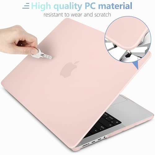MEEgoodo for M5 MacBook Pro 16 inch Case 2026 2024 2023 2021 (Fit Model A3429/A3428/A3403/A3186/A2991/A2780/A2485) M5 M4 M3 M2 M1 Pro/Max, Laptop Case with Keyboard & Webcam Cover, Pink - color: Pink
