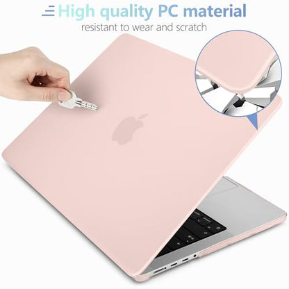 MEEgoodo for M5 MacBook Pro 16 inch Case 2026 2024 2023 2021 (Fit Model A3429/A3428/A3403/A3186/A2991/A2780/A2485) M5 M4 M3 M2 M1 Pro/Max, Laptop Case with Keyboard & Webcam Cover, Pink - color: Pink