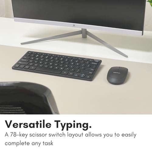 Macally Compact Wireless Keyboard - 2.4 Small Keyboard for Laptop, Desktop PC, Surface, Chromebook, Notebook, Slim Mini Key board with 2.4G Wireless USB - Portable, Ready for Travel without Number Pad - color: Black