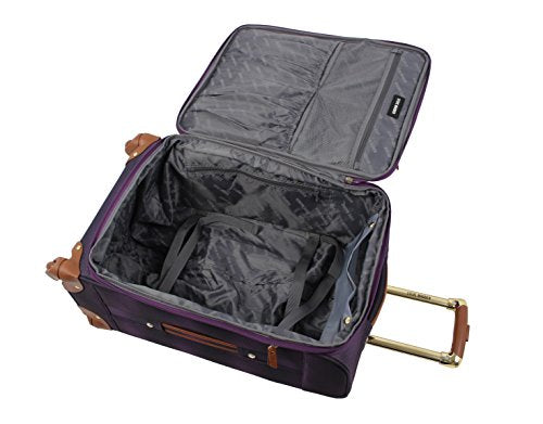 Steve Madden Designer-Gepckkollektion Leichter Softside-Koffer fr Damen und Herren strapazierfhige 50,8 cm groe Tragetasche mit 4 rollenden Spinner-Rdern, Shadow Purple, 20in, Carry on Bag With - color: Shadow Purple, size: 20 inches