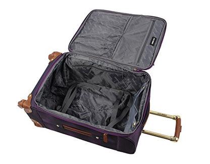 Steve Madden Designer-Gepckkollektion Leichter Softside-Koffer fr Damen und Herren strapazierfhige 50,8 cm groe Tragetasche mit 4 rollenden Spinner-Rdern, Shadow Purple, 20in, Carry on Bag With - color: Shadow Purple, size: 20 inches