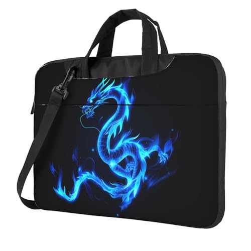 Laptop Bag for Women Men Portable Computer Carrying Case with Handle Strap Waterproof Shoulder Messenger Bag - color: Blue Glowing Dragon, size: 13 Inch