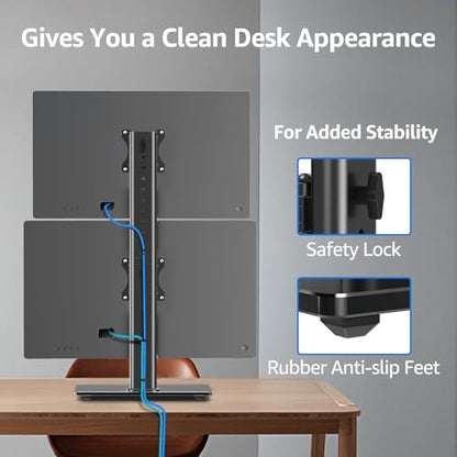 MOUNTUP Vertical Dual Monitor Stand, Stack Two Screens up to 32 inches,33 Lbs, Free-Standing Monitor Desk Mount, Monitor Riser with Swivel, Tilt, Height Adjustable, VESA Stand 100 x 100mm, 75 x 75mm - size: Dual