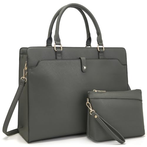 YZAOLL 15.6 Inch Laptop Bag for Women Work Tote Briefcase for Teacher Purse - color: E-darkgrey