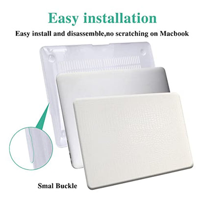 DTangLsm for Crocodile MacBook Air 15 inch Case 2026 2025-2023 M5 M4 M3 M2 | Model A3448 A3241 A3114 A2941, Crocodile Skin Alligator Textured Leather Hard Shell Mac Air 15 Case & Keyboard Cover, White - color: Crocodile White