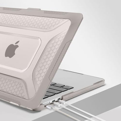 MOSISO Compatible with MacBook Air 13 inch Case M5 M4 M3 M2, Khaki | 2 in 1 Kit Honeycomb Shock Resistant Hard Case with Foldable Kickstand for MacBook Air 13.6 2026-2022 A3449 A3240 A3113 A2681 - color: Khaki