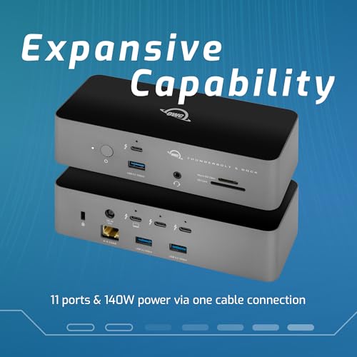 OWC Thunderbolt 5 Dock 11-Port Connectivity Solution | 4x Thunderbolt 5 80/120Gb/s - 140W PD - 2x USB-A (10Gb/s) - USB-A (5Gb/s) - 2.5GbE - SD & microSD reader - Audio in/out - size: DOCK, style: Thunderbolt 5